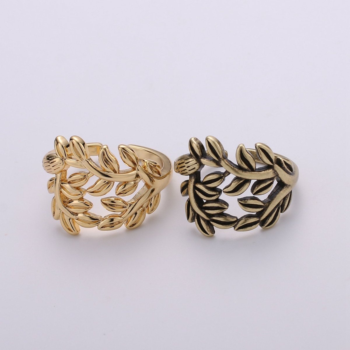 Gold Olive Ring, Statement Ring, Tree Branch Dome Ring, Stackable Ring Thick Gold Ring Olive Branch Ring adjustable ring R-017