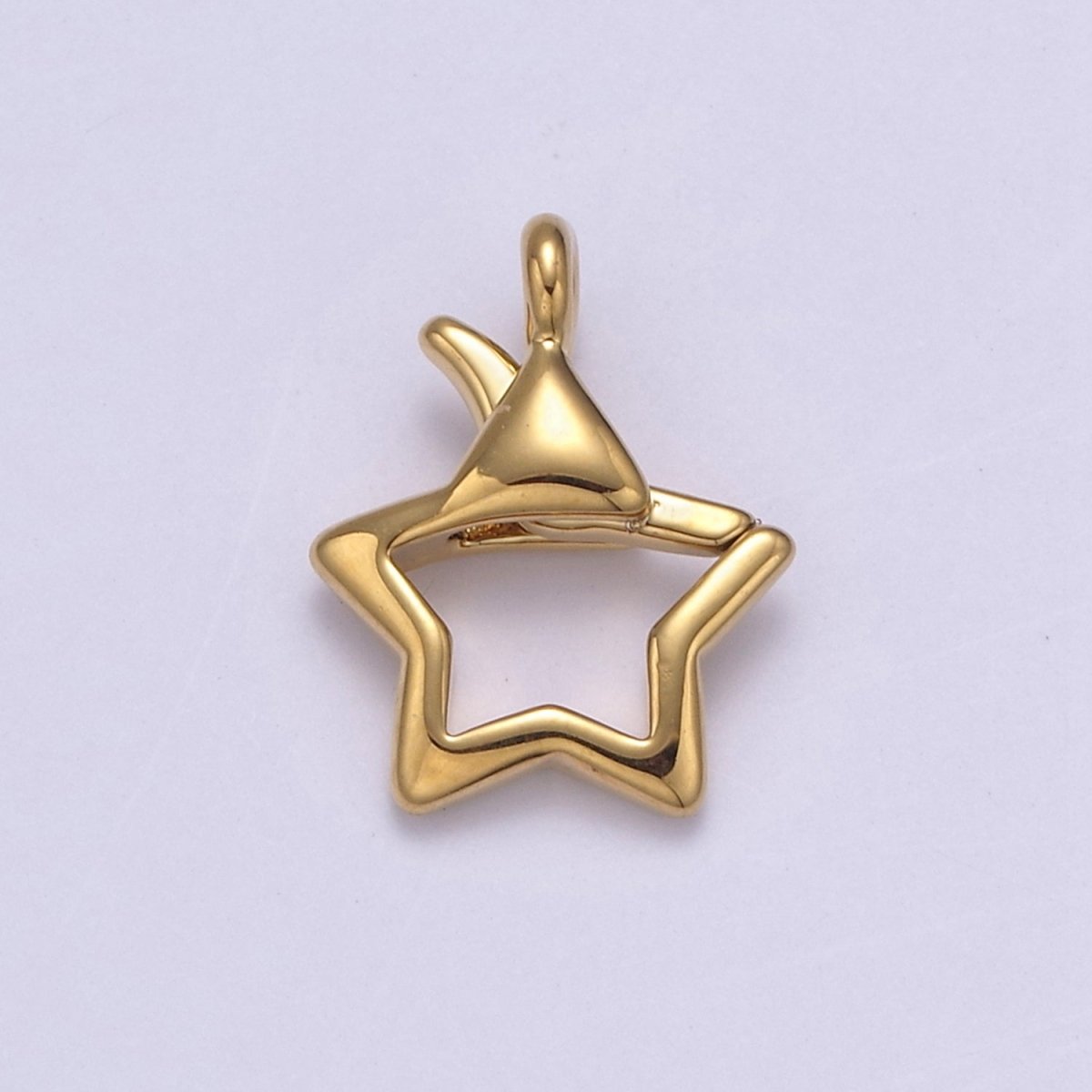 Gold or Silver Open Star Lobster Clasp, 15x11mm, Open Star Lobster Clasp, Star Charm Enhancer Clasp Wholesale Supply L-659 L-658