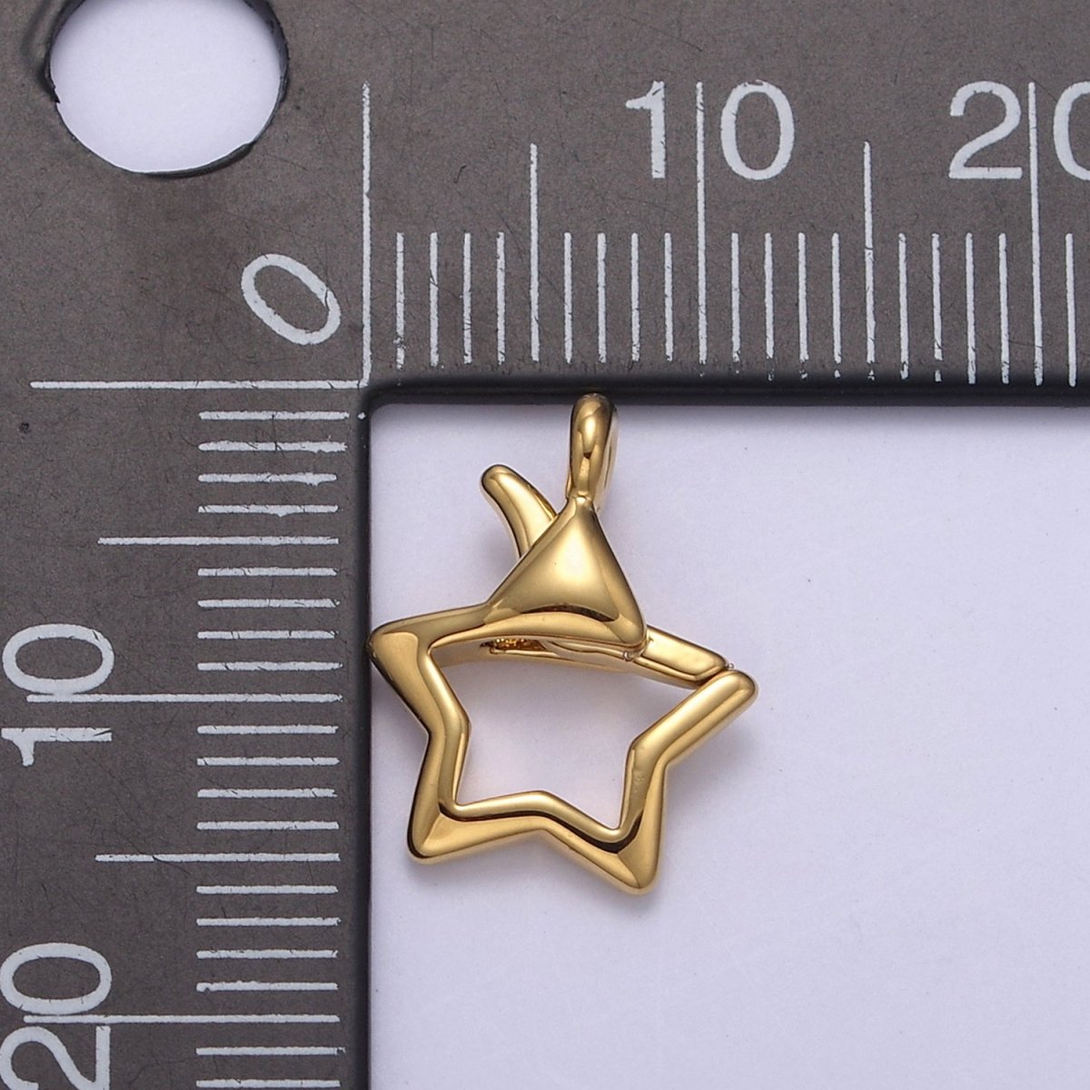 Gold or Silver Open Star Lobster Clasp, 15x11mm, Open Star Lobster Clasp, Star Charm Enhancer Clasp Wholesale Supply L-659 L-658