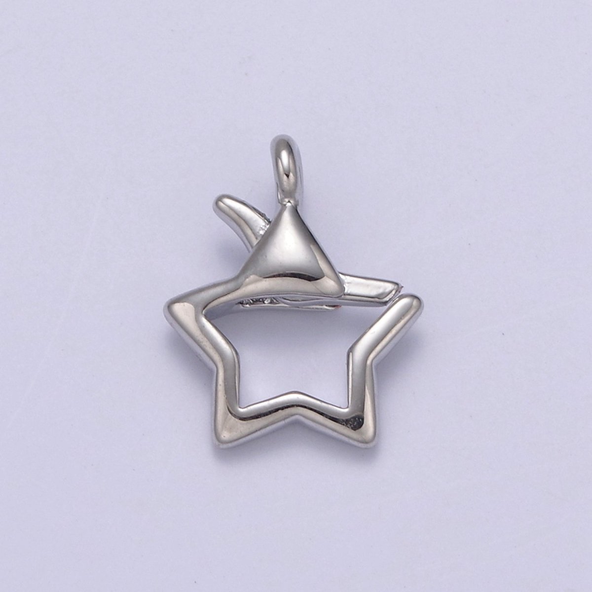 Gold or Silver Open Star Lobster Clasp, 15x11mm, Open Star Lobster Clasp, Star Charm Enhancer Clasp Wholesale Supply L-659 L-658