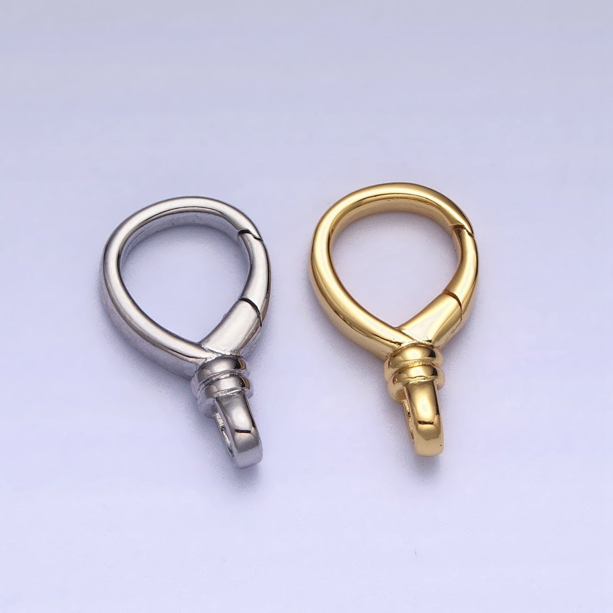 Gold or Silver Push Gate Oval Clasp, Spring gate Clasp, 11.8x19.5mm Wholesale Supply for Necklace Jewelry Making Charm Holder Z-307 Z-308