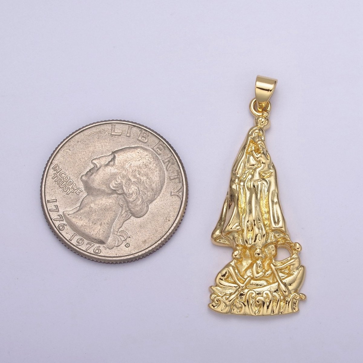 Gold Our Lady of Charity "Virgen de la Caridad del Cobre" catholic Religious Virgin Mary Pendant H-637 H-732