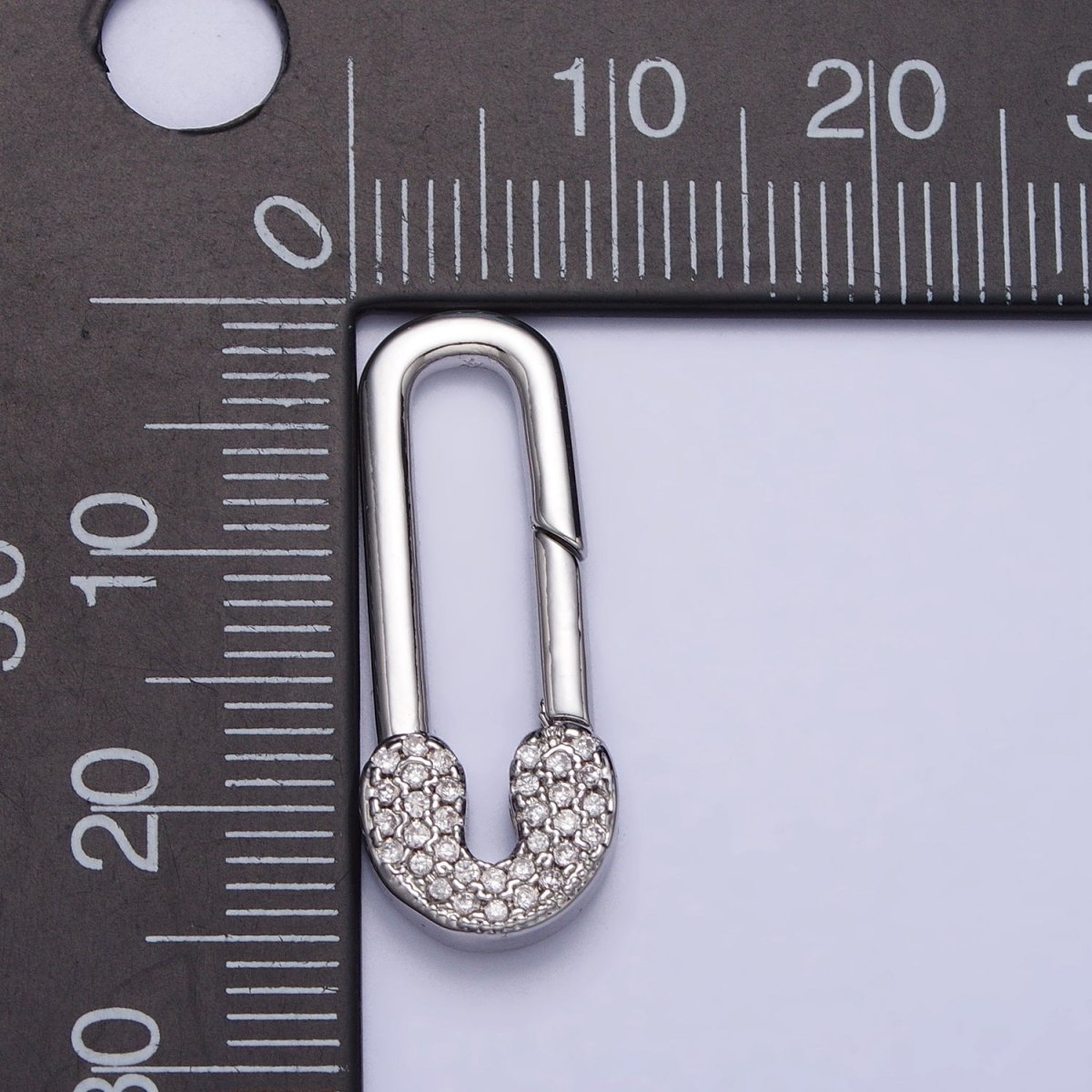 Gold Oval Clasp, Silver Hinged Clasp, Oval Push Clasp Spring Gate Clasp with Micro Pave Safety Pin Clasp Enhancer Z-031