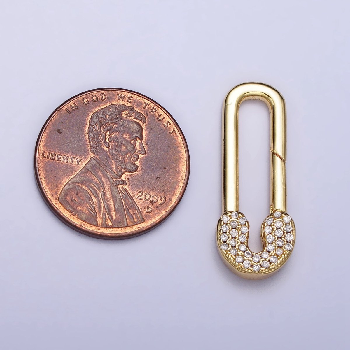 Gold Oval Clasp, Silver Hinged Clasp, Oval Push Clasp Spring Gate Clasp with Micro Pave Safety Pin Clasp Enhancer Z-031