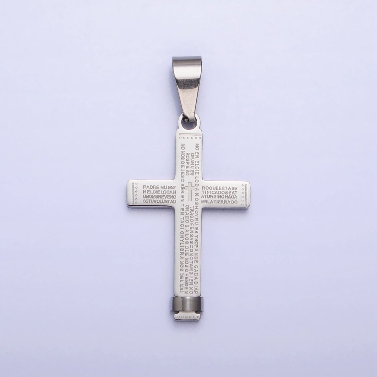 Gold Padre Nuestro Cross Pendant, Lord's Prayer in Spanish Cross Stainless Steel Cross Pendant P-1113