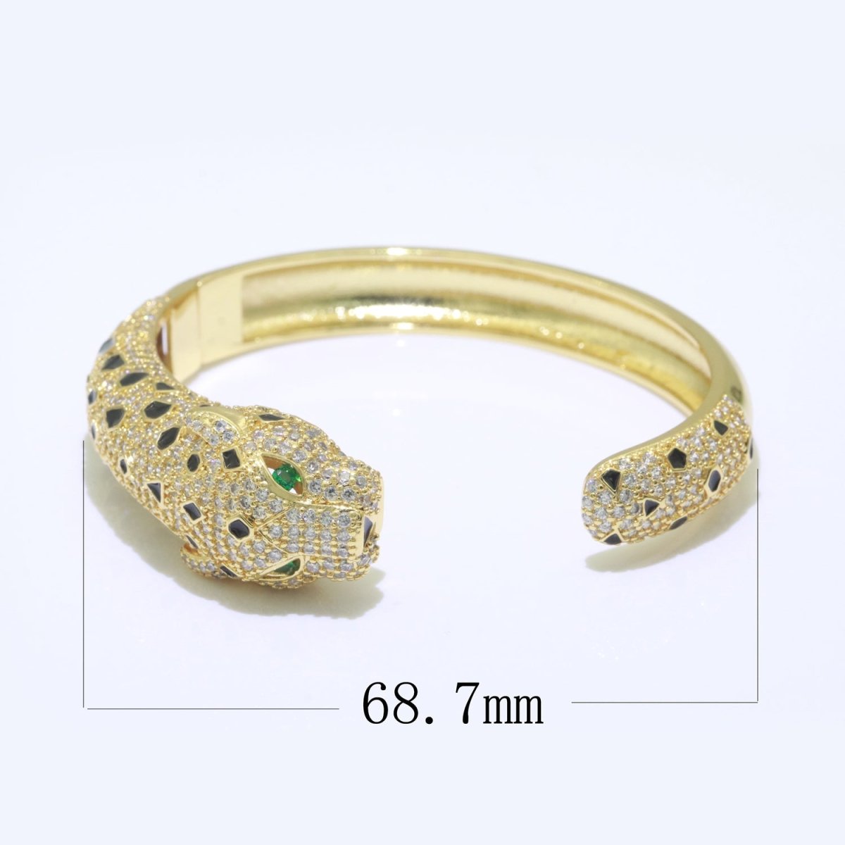 Gold Panther Bangle Bracelet for Women with Micro Pave Cubic Zirconia Cuff Jewelry | WA-146 Clearance Pricing - DLUXCA
