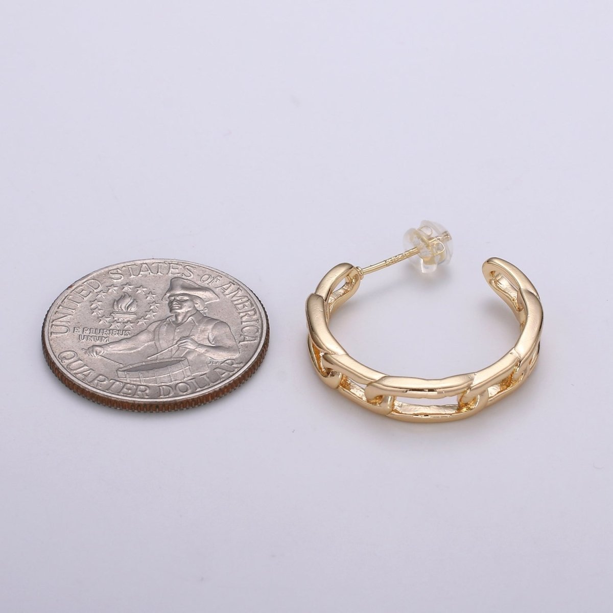 Gold Paper Clip Chain Hoop Earrings • Bold Gold Hoop Earrings Chunky Earrings • Statement Hoops • 18k Gold Filled Hoops Earring gift for her Q-445 - DLUXCA