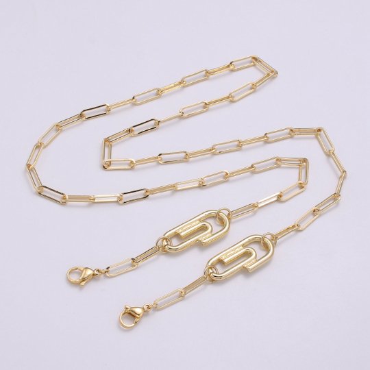 Gold Paper Clip Face Mask Lanyard, Face Mask Chain Gold Necklace, Face Mask Holder Chain Necklace Ready to wear Great Gift, FMHC-010