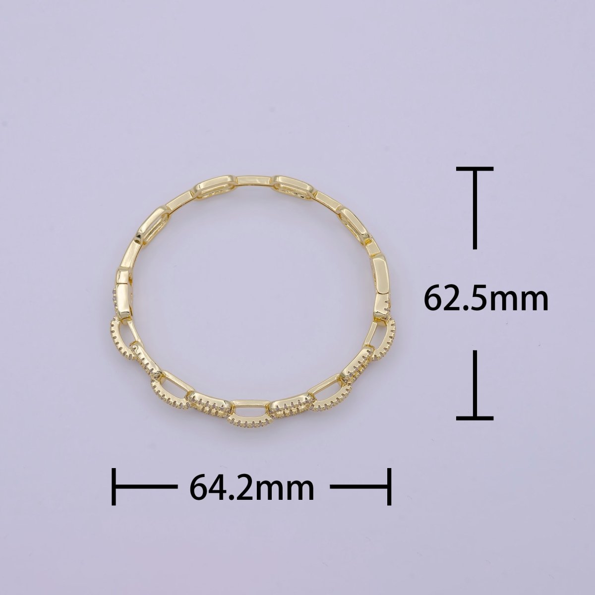 Gold PaperClip Link Chain Bracelet With Cz Stone for Stackable Bangle Jewelry | WA-688 Clearance Pricing