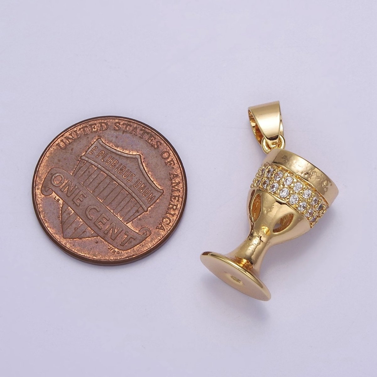 Gold Pave Red Wine Glass Charm for Necklace Bracelet Component J-335