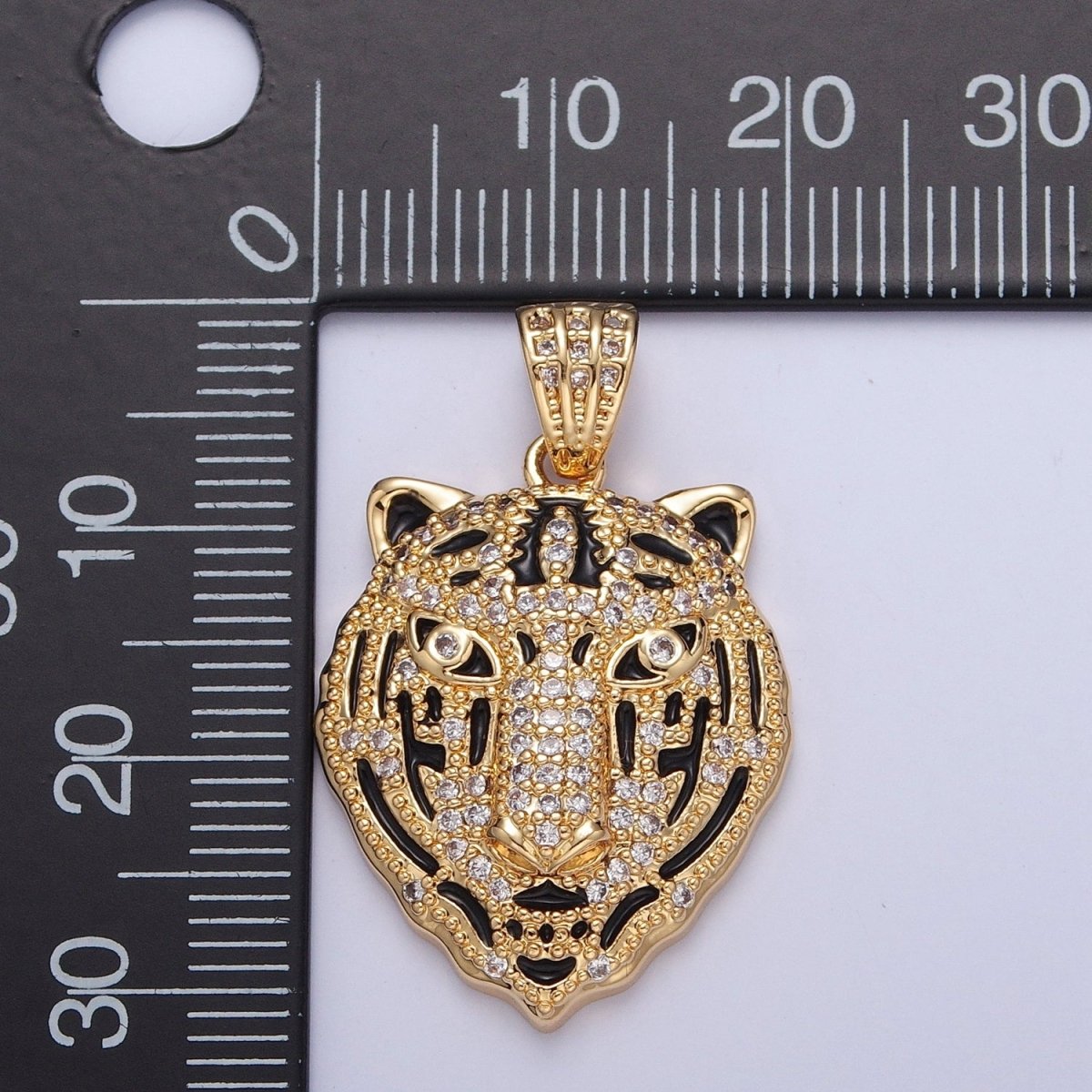 OS Gold Pave Tiger Charm Head Animal Pendant I-170