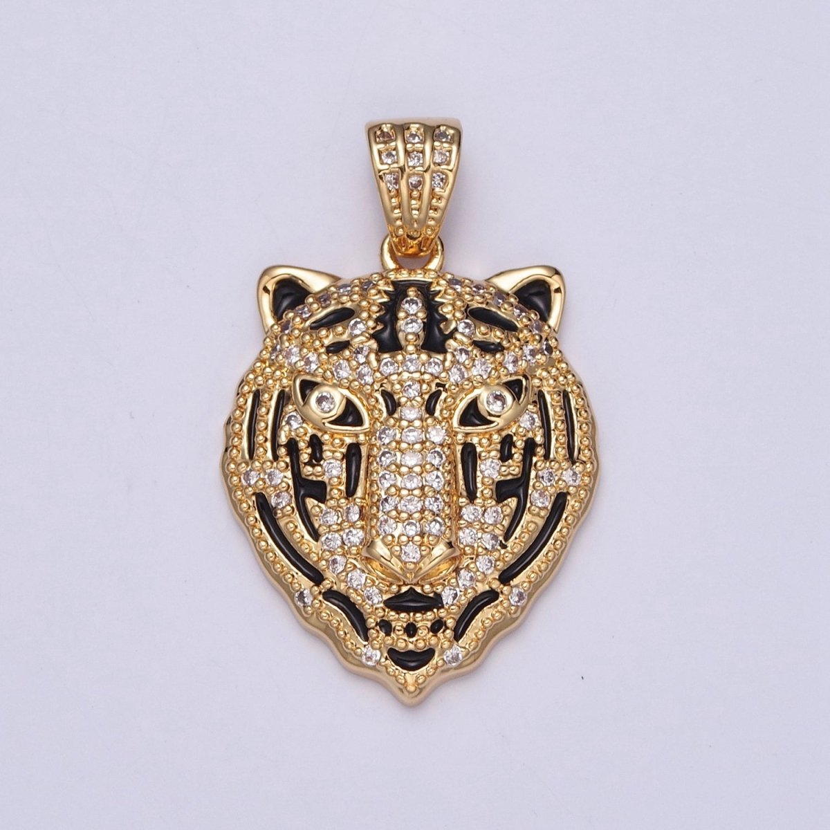 OS Gold Pave Tiger Charm Head Animal Pendant I-170