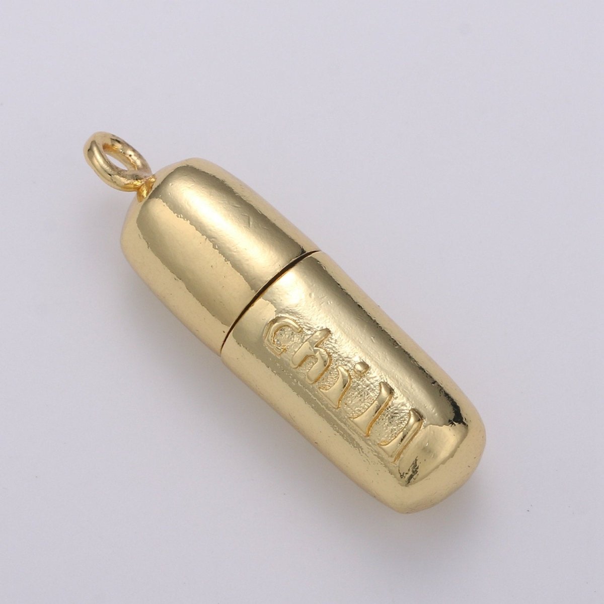 Gold Pill Charm Necklace, Dainty Word Charm Love Pill Bar Pendant, Chill Pill Charm Necklace Pendant Happy Hope Optimist Minimalist Jewelry | D-315 - D-318