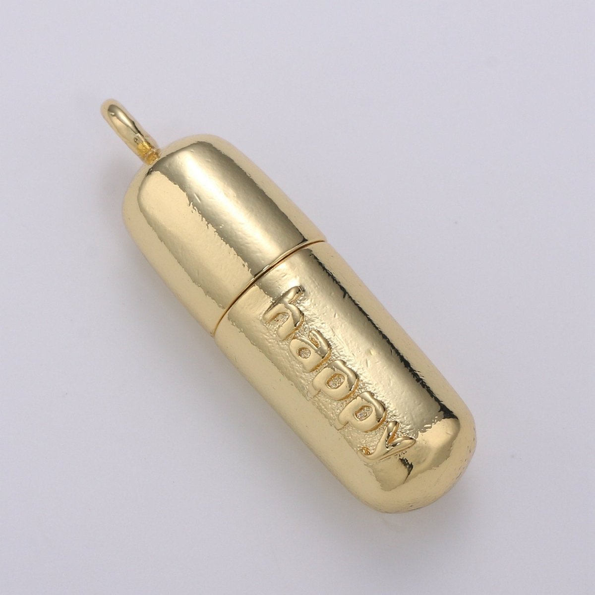 Gold Pill Charm Necklace, Dainty Word Charm Love Pill Bar Pendant, Chill Pill Charm Necklace Pendant Happy Hope Optimist Minimalist Jewelry | D-315 - D-318