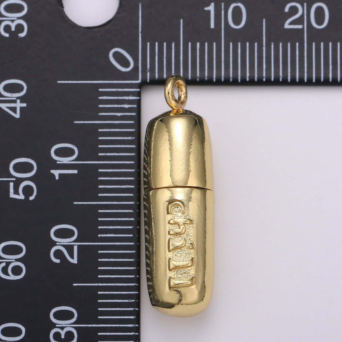 Gold Pill Charm Necklace, Dainty Word Charm Love Pill Bar Pendant, Chill Pill Charm Necklace Pendant Happy Hope Optimist Minimalist Jewelry | D-315 - D-318