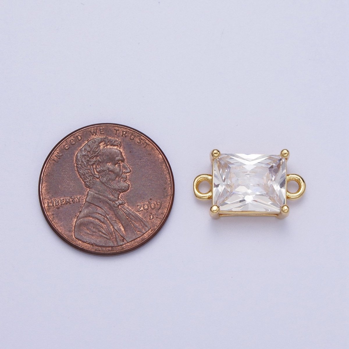 Gold Pink/Clear Link CZ Baguette Cubic Zirconia Connector For Necklace Bracelet Jewelry Making G-575 G-576