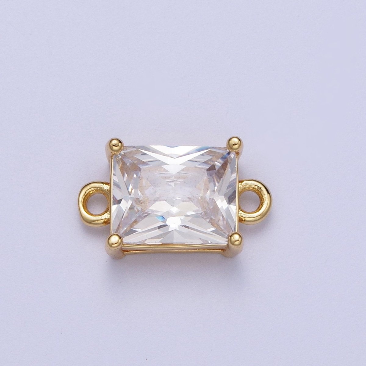 Gold Pink/Clear Link CZ Baguette Cubic Zirconia Connector For Necklace Bracelet Jewelry Making G-575 G-576