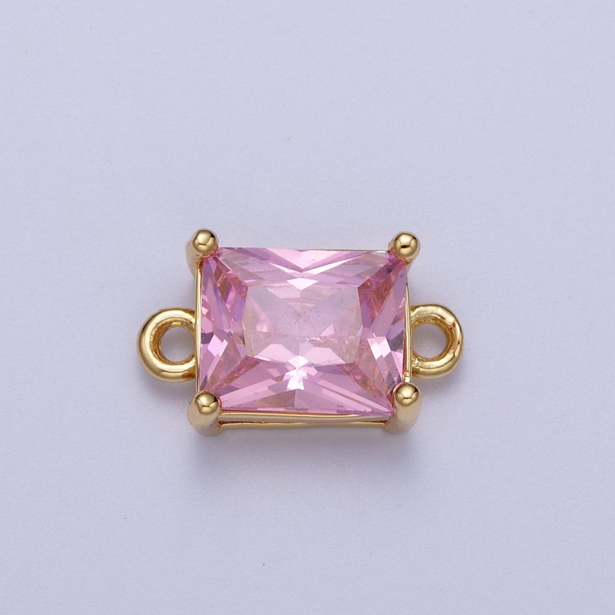 Gold Pink/Clear Link CZ Baguette Cubic Zirconia Connector For Necklace Bracelet Jewelry Making G-575 G-576