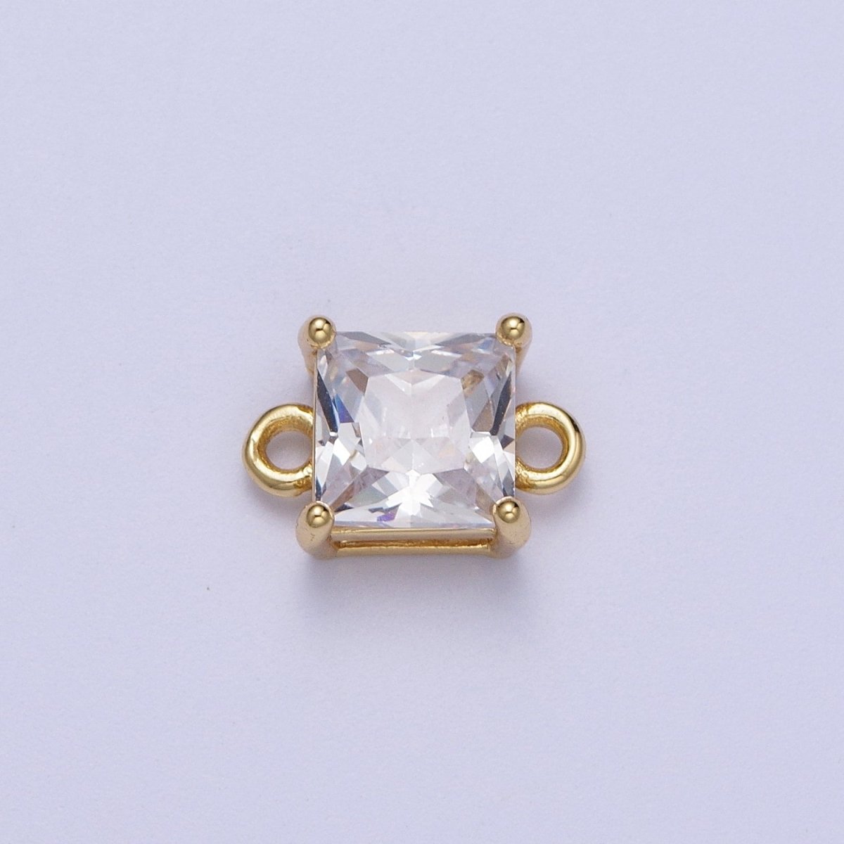 Gold Pink/Clear Link CZ Baguette Square Cubic Zirconia Connector Jewelry Making G-583 G-584