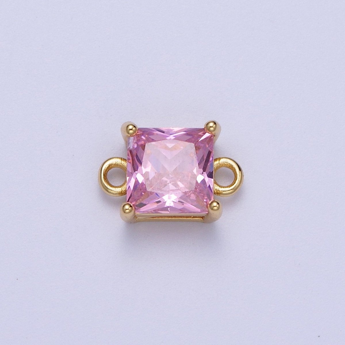 Gold Pink/Clear Link CZ Baguette Square Cubic Zirconia Connector Jewelry Making G-583 G-584