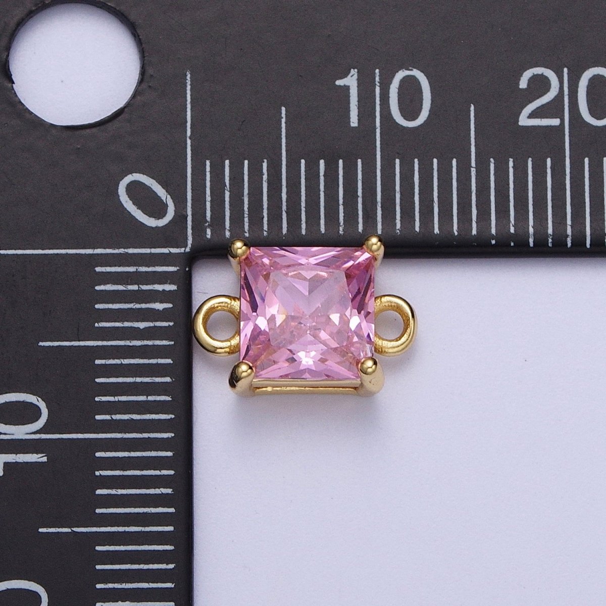 Gold Pink/Clear Link CZ Baguette Square Cubic Zirconia Connector Jewelry Making G-583 G-584