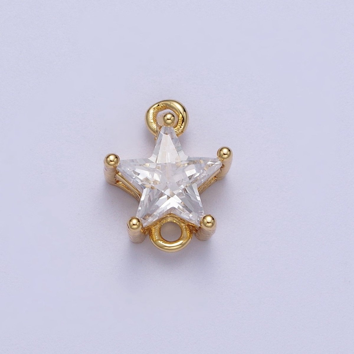 Gold Pink/Clear Link CZ Star Celestial Cubic Zirconia Connector For Necklace Bracelet Jewelry Making G-581 G-582