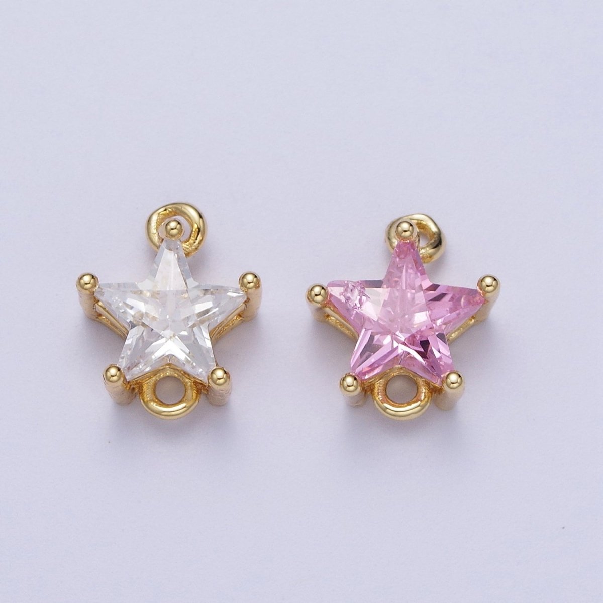 Gold Pink/Clear Link CZ Star Celestial Cubic Zirconia Connector For Necklace Bracelet Jewelry Making G-581 G-582