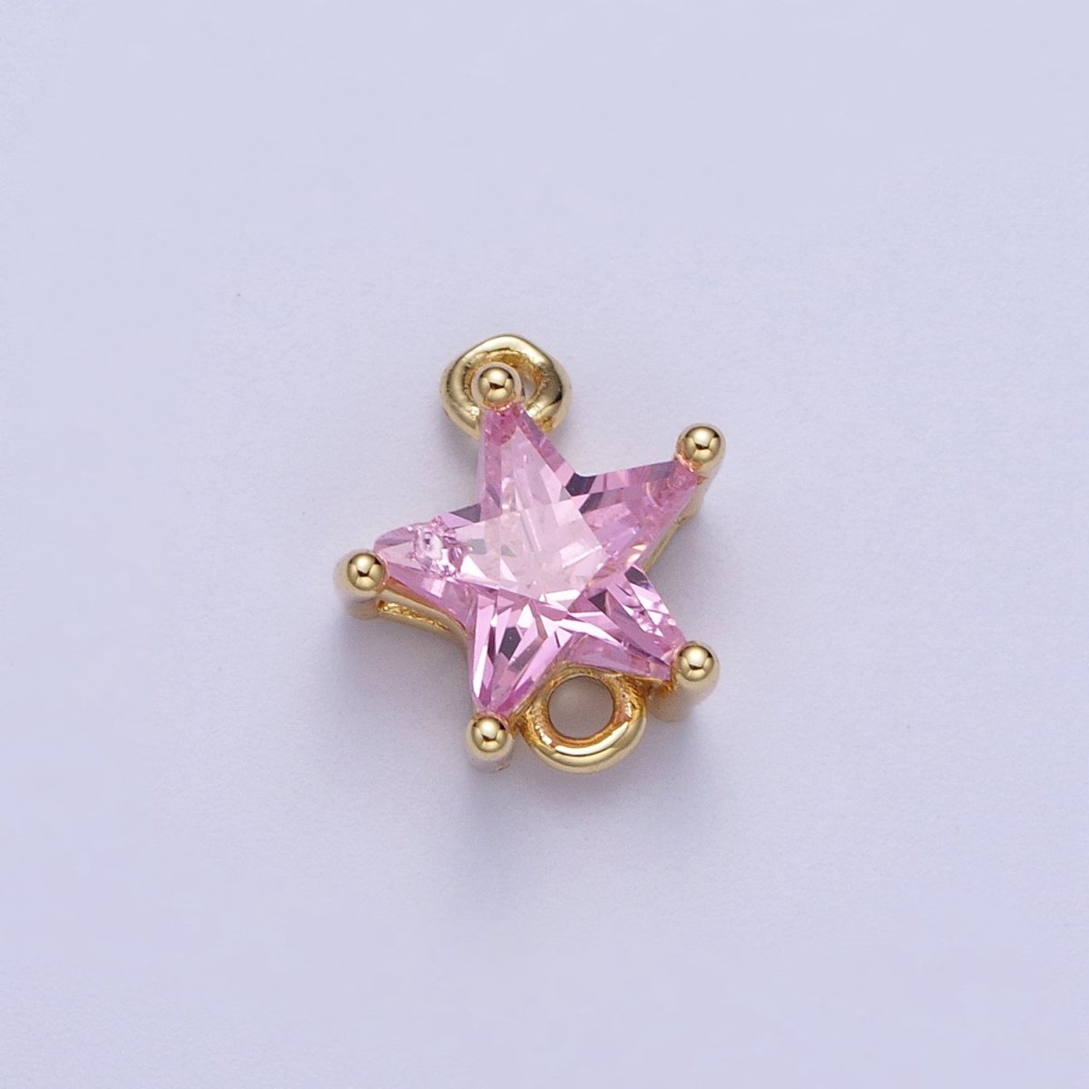 Gold Pink/Clear Link CZ Star Celestial Cubic Zirconia Connector For Necklace Bracelet Jewelry Making G-581 G-582