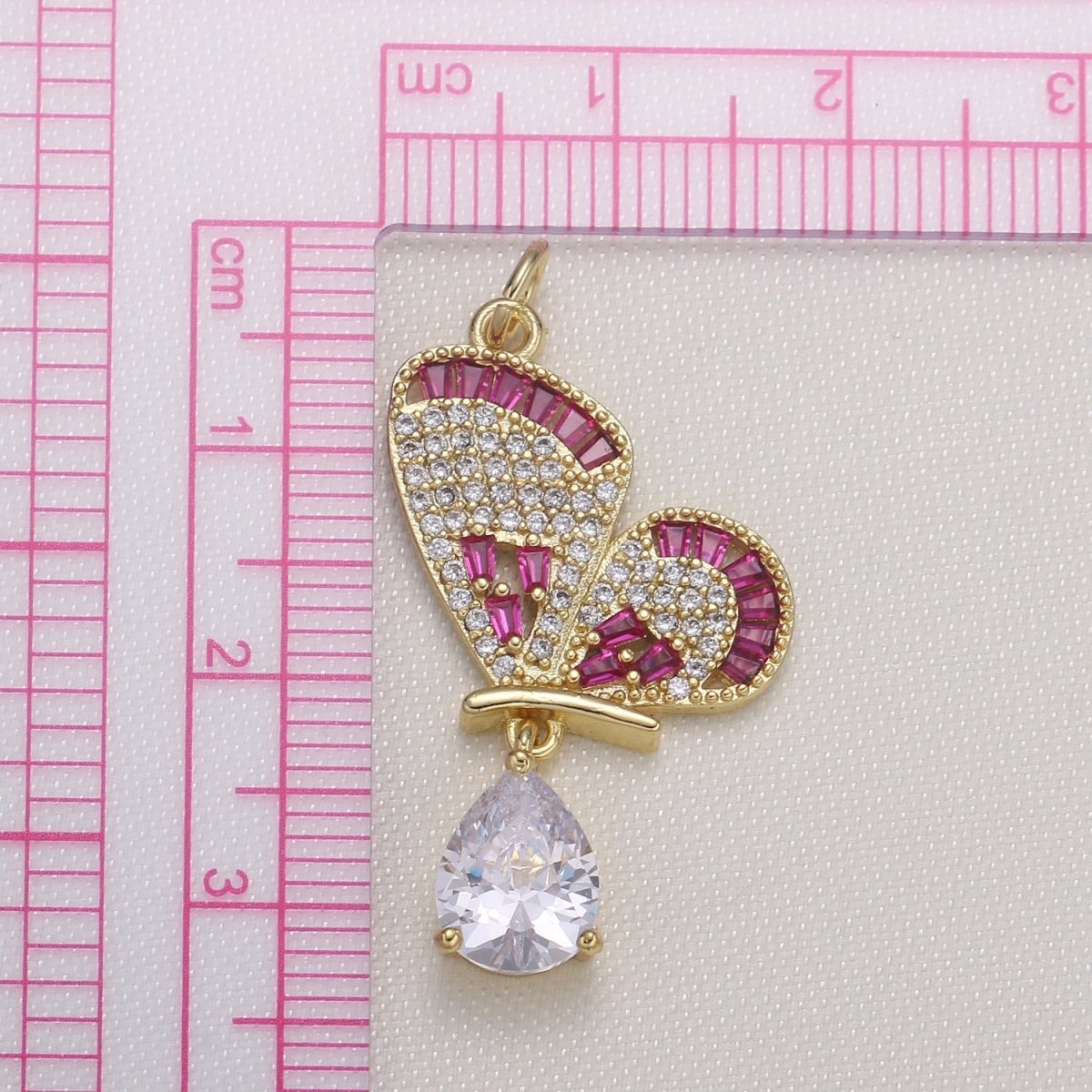 Gold Plated Crystal Butterfly Wing Charm CZ Dainty Mariposa Animal Nature Micro Pave Charm Pendant GP-590