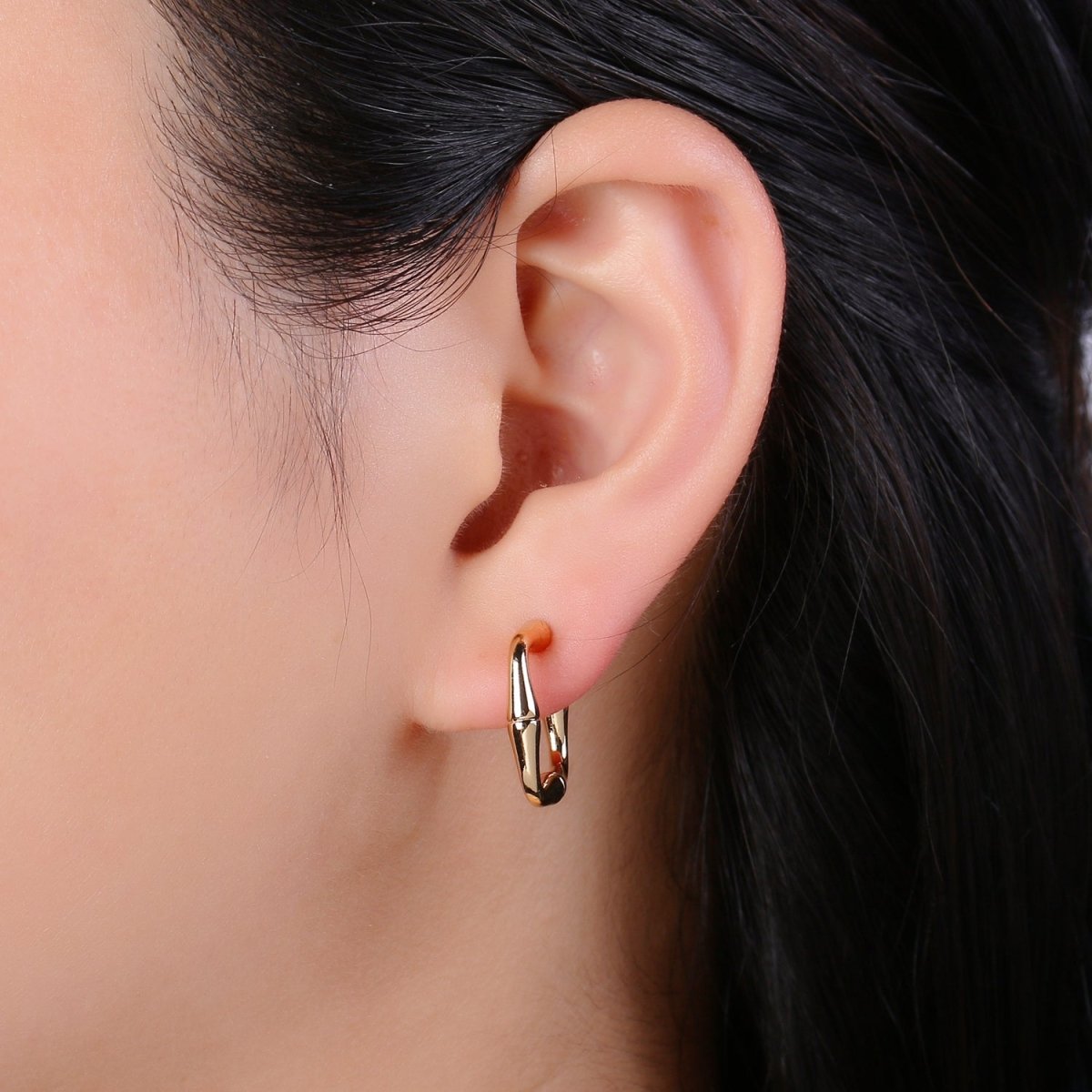 Gold Plated Mini Square Linked Bar Studs Earring Dainty Geometric Tube Bar Plain Gold Earring Jewelry GP-880 - DLUXCA