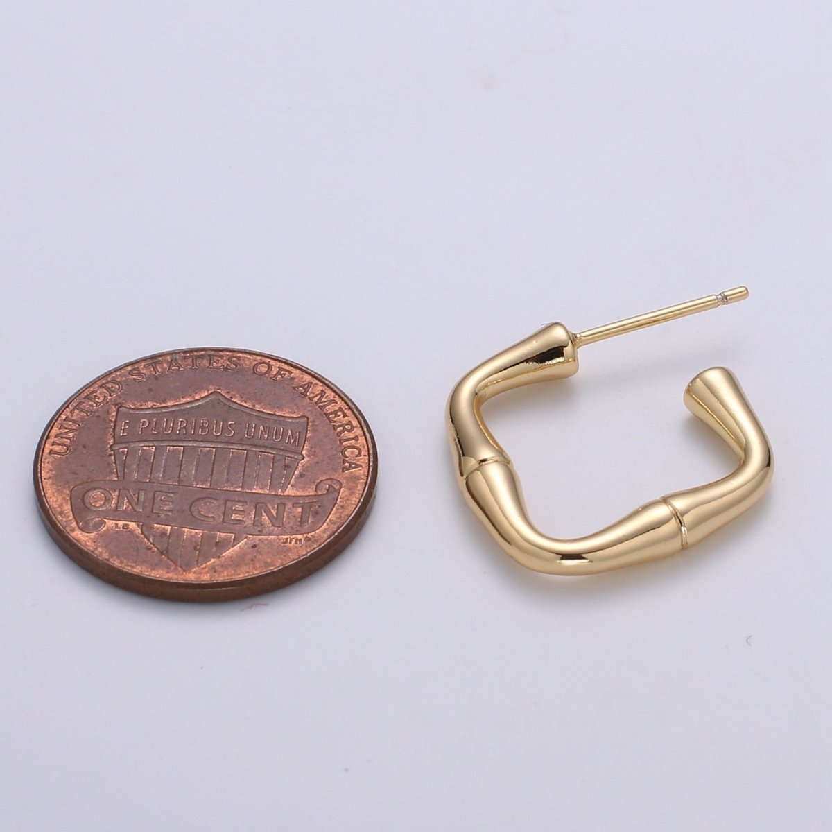 Gold Plated Mini Square Linked Bar Studs Earring Dainty Geometric Tube Bar Plain Gold Earring Jewelry GP-880 - DLUXCA