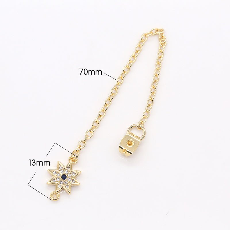 Gold Plated North Star Zirconia Earring Backing/Earring Stop CZ Stars Earring Micro Pave Jewelry Supply GP-827 - DLUXCA