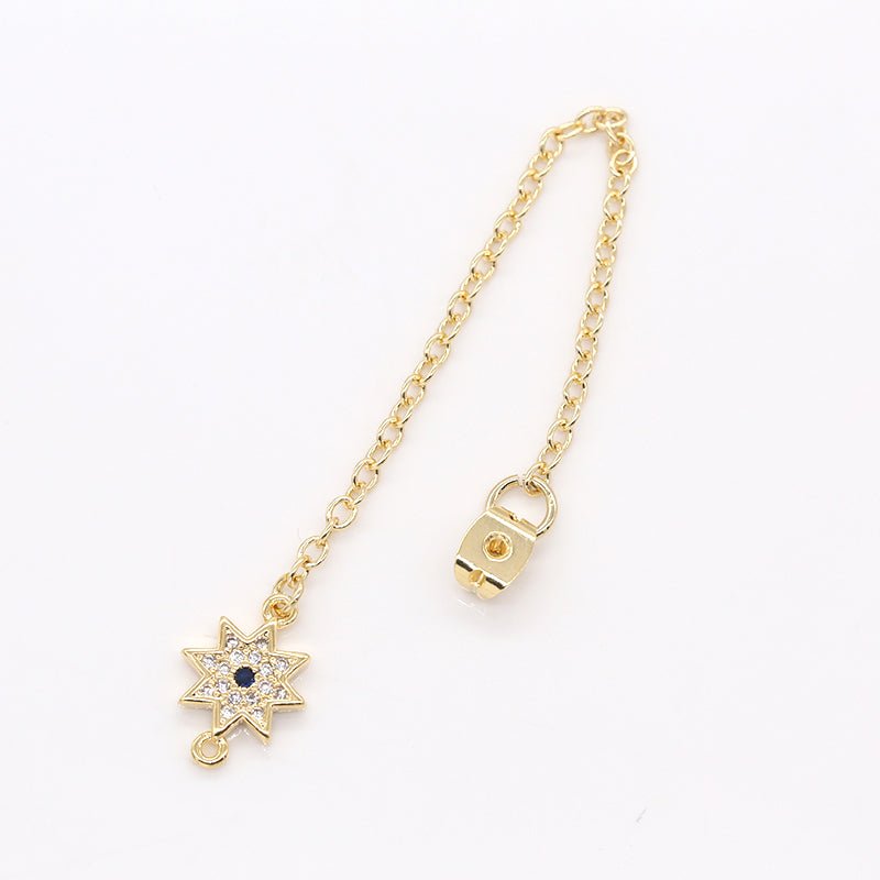 Gold Plated North Star Zirconia Earring Backing/Earring Stop CZ Stars Earring Micro Pave Jewelry Supply GP-827 - DLUXCA