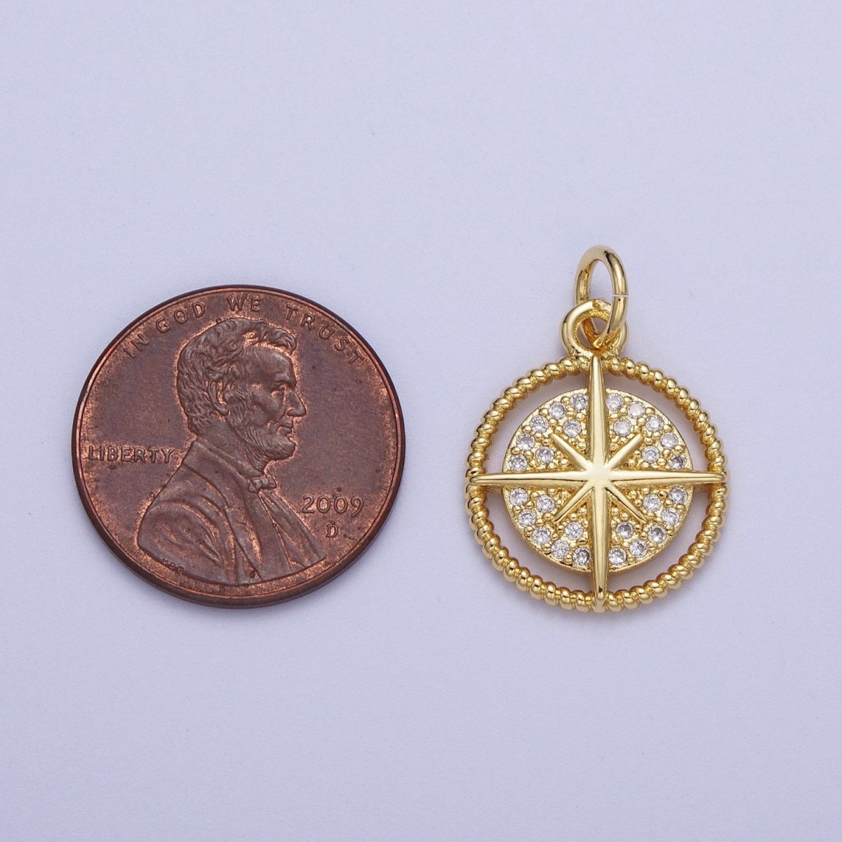 Gold Plated Northstar Charm North Star Charm with CZ in Gold Micro Pave Celestial Jewelry | X-730 - DLUXCA