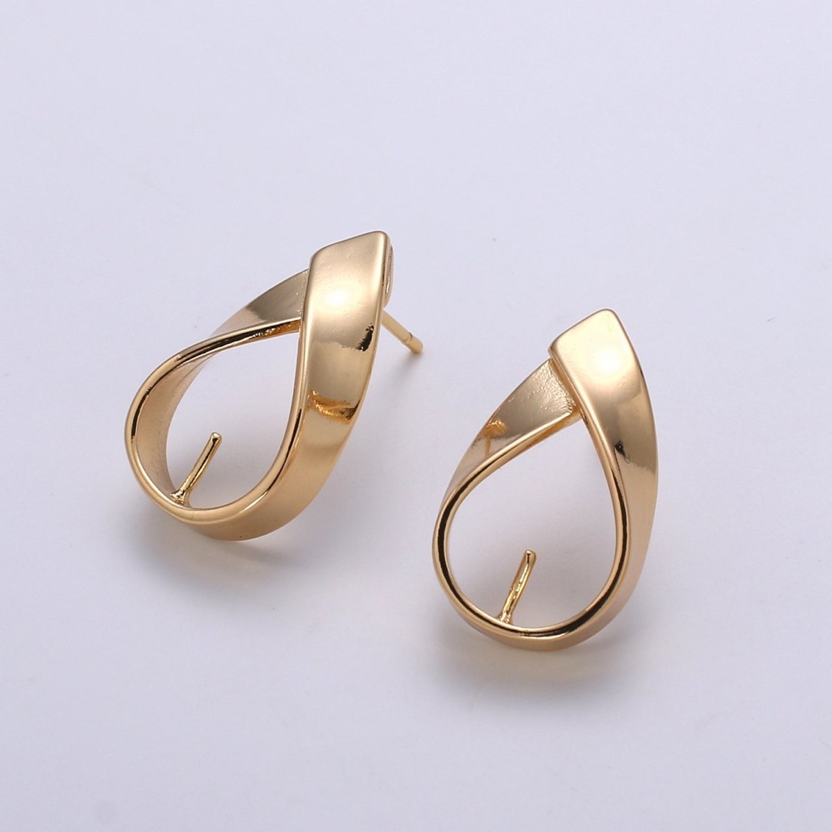 Gold Plated Round Aid Ribbon Earring Supplies Golden Earring Jewelry Supply Component GP-916