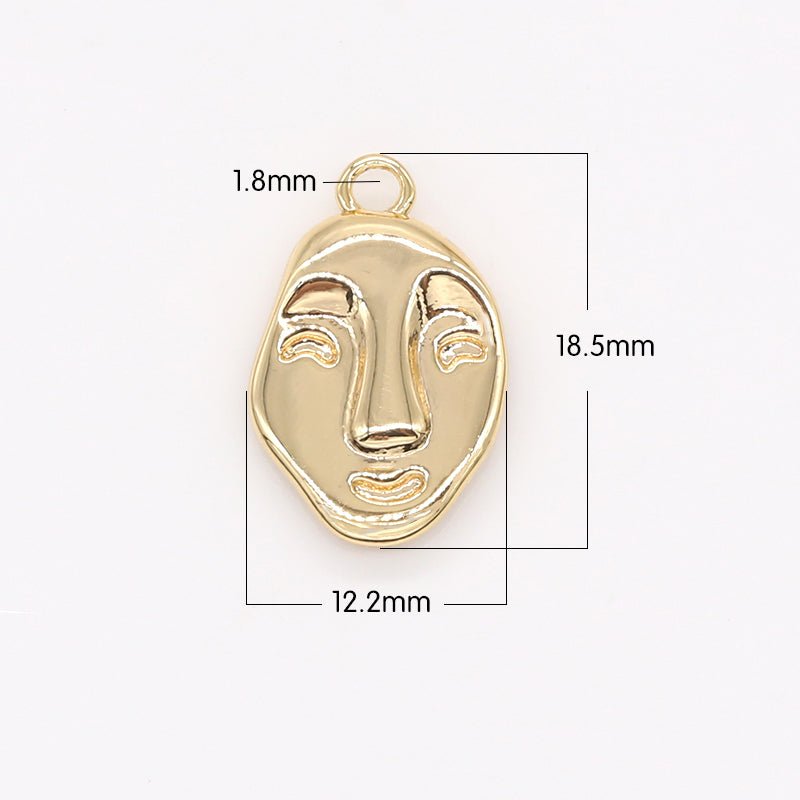 Gold Plated Smiling Face Medallion Charm, Plain Gold Happy Smiley Face Mood Feelings Coin Charm Pendant GP-630