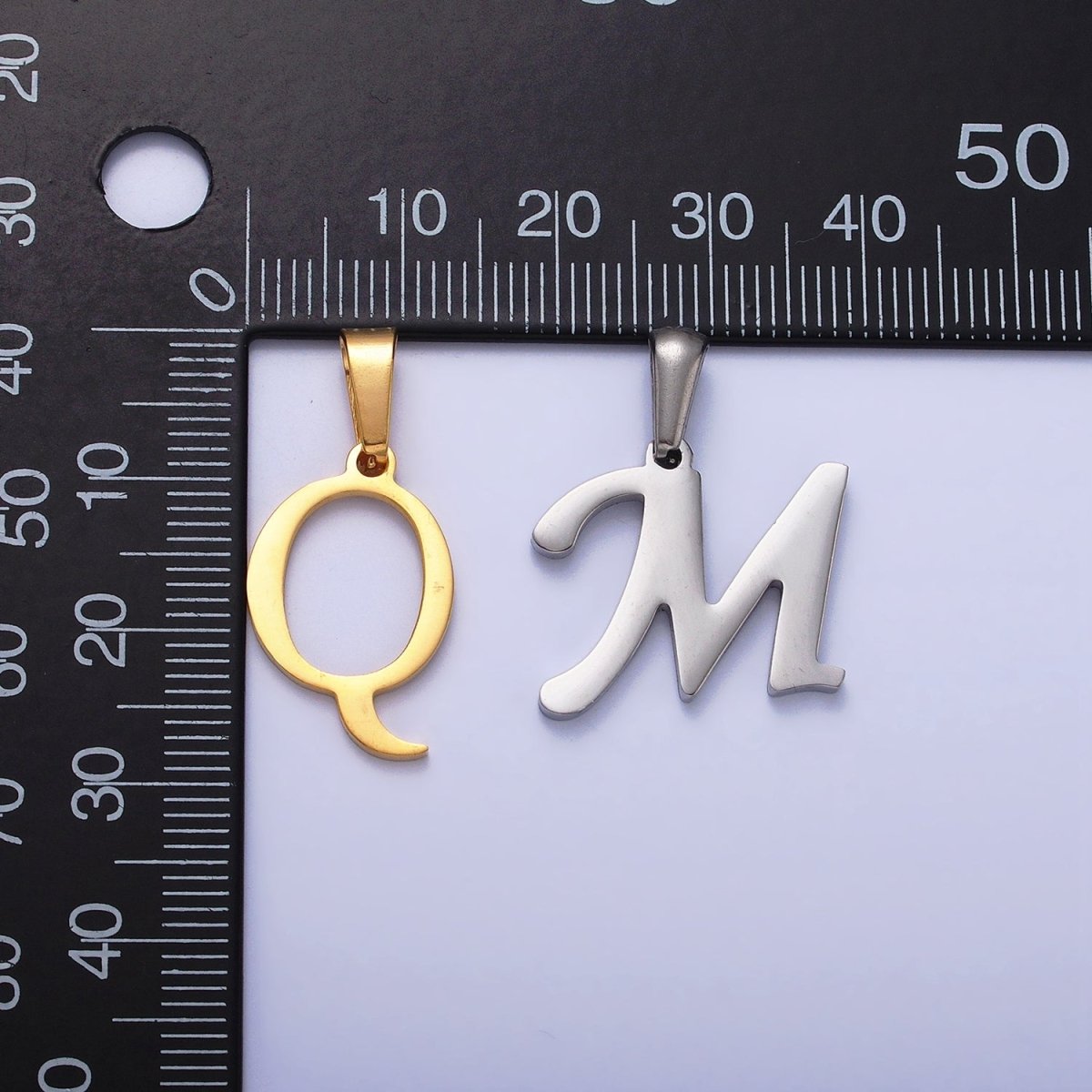 Gold Plated Stainless Steel Letter Charms, initial alphabet pendant DIY jewelry letter charms for personalized jewelry making A-A1900-A-A1912