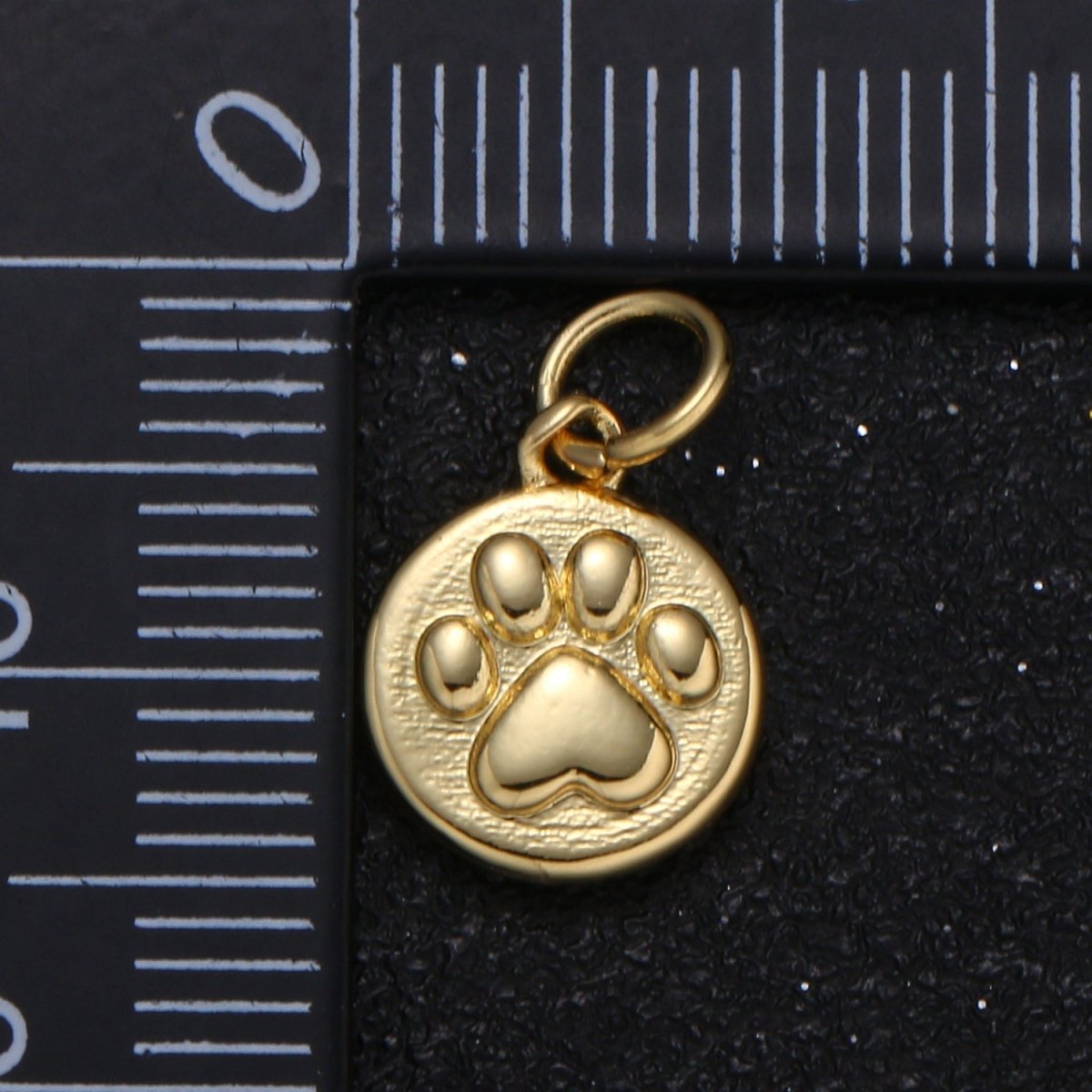 Gold Plated Tiny Cute Dog Paw Coin Charm, Plain Gold Puppy Animal Nature Charm Pendant GP-109
