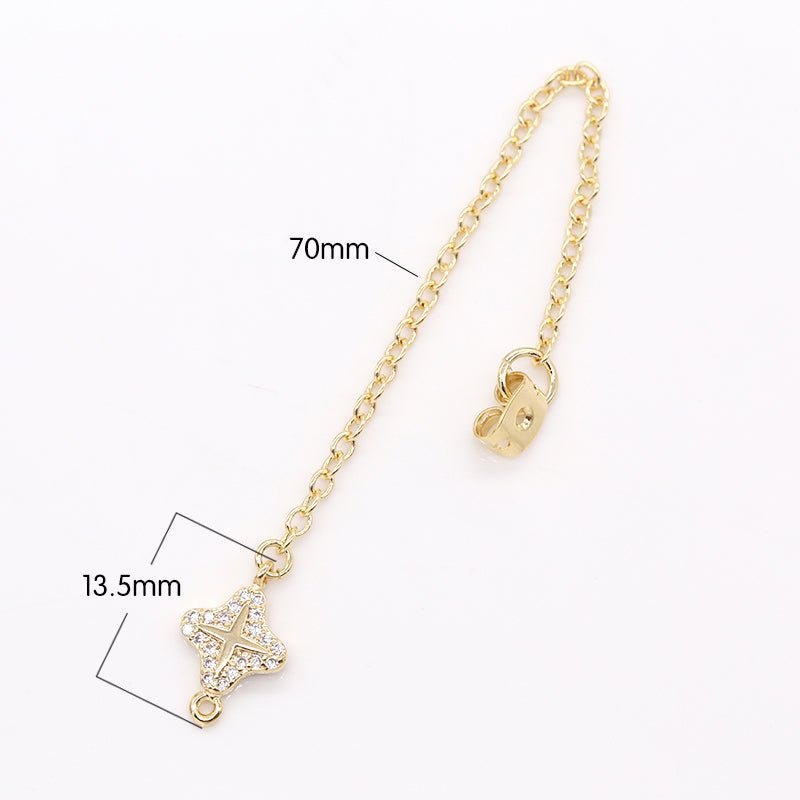 Gold Plated Zirconia Cross Medallion Earring Backing/Earring Stop CZ Christian Cross Earring Micro Pave Jewelry Supply Component GP-838 - DLUXCA