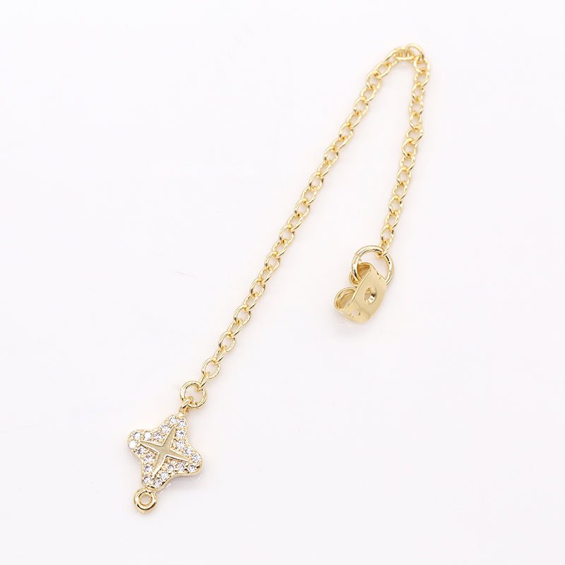 Gold Plated Zirconia Cross Medallion Earring Backing/Earring Stop CZ Christian Cross Earring Micro Pave Jewelry Supply Component GP-838 - DLUXCA