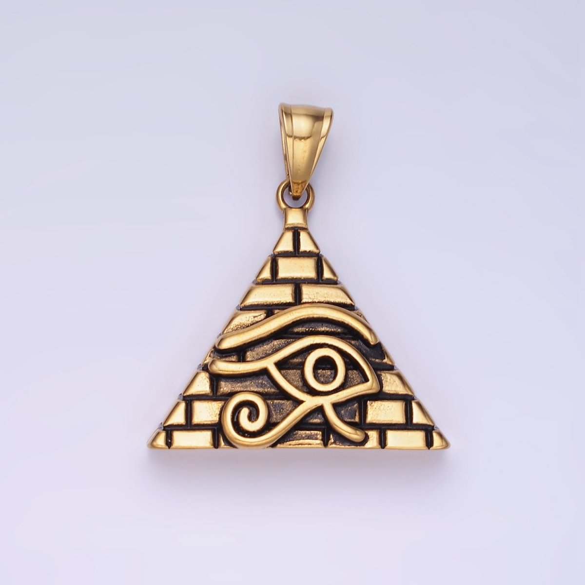 Stainless Steel 40mm Evil Eye Amulet Pyramid Pendant in Gold & Silver | P1203 P1204