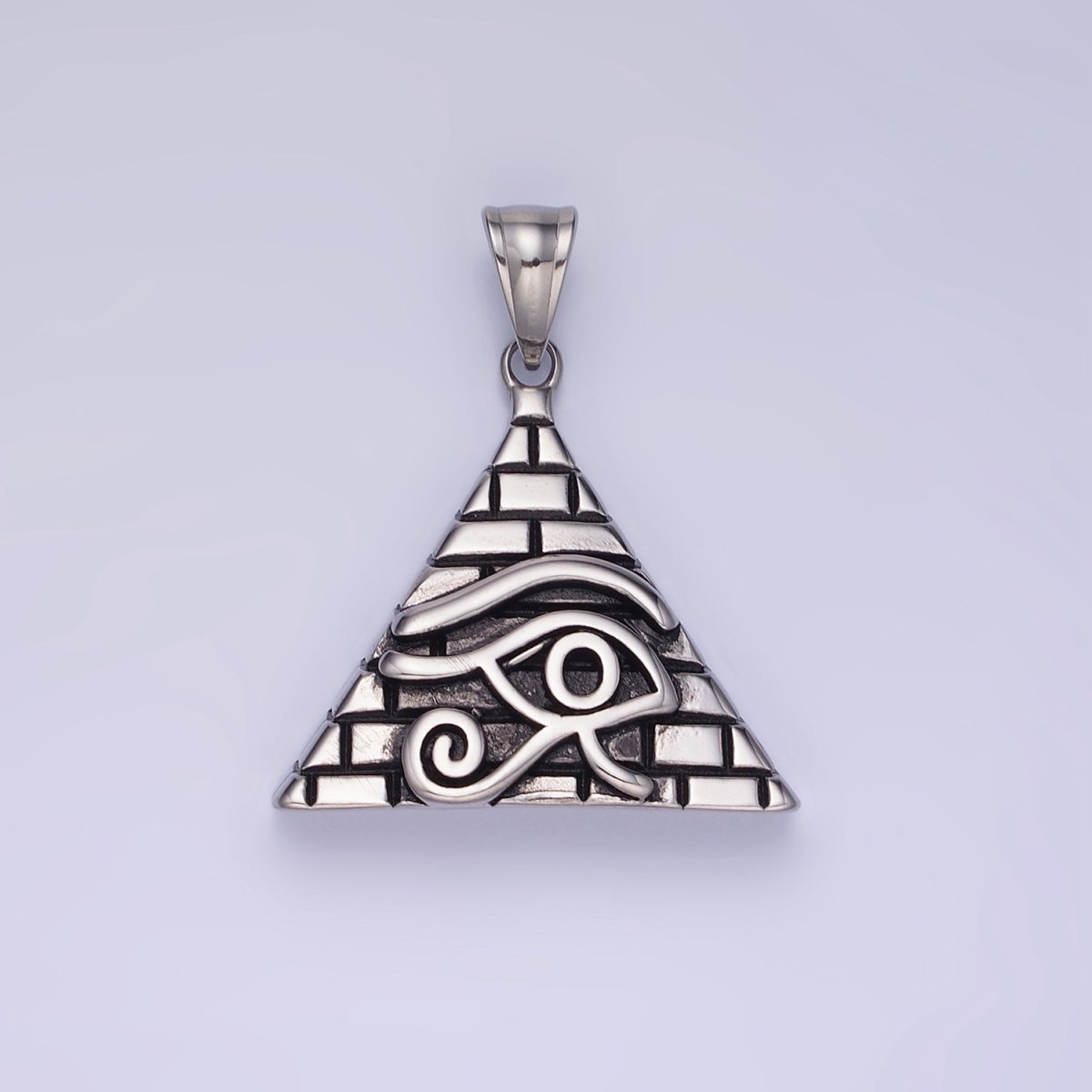 Stainless Steel 40mm Evil Eye Amulet Pyramid Pendant in Gold & Silver | P1203 P1204