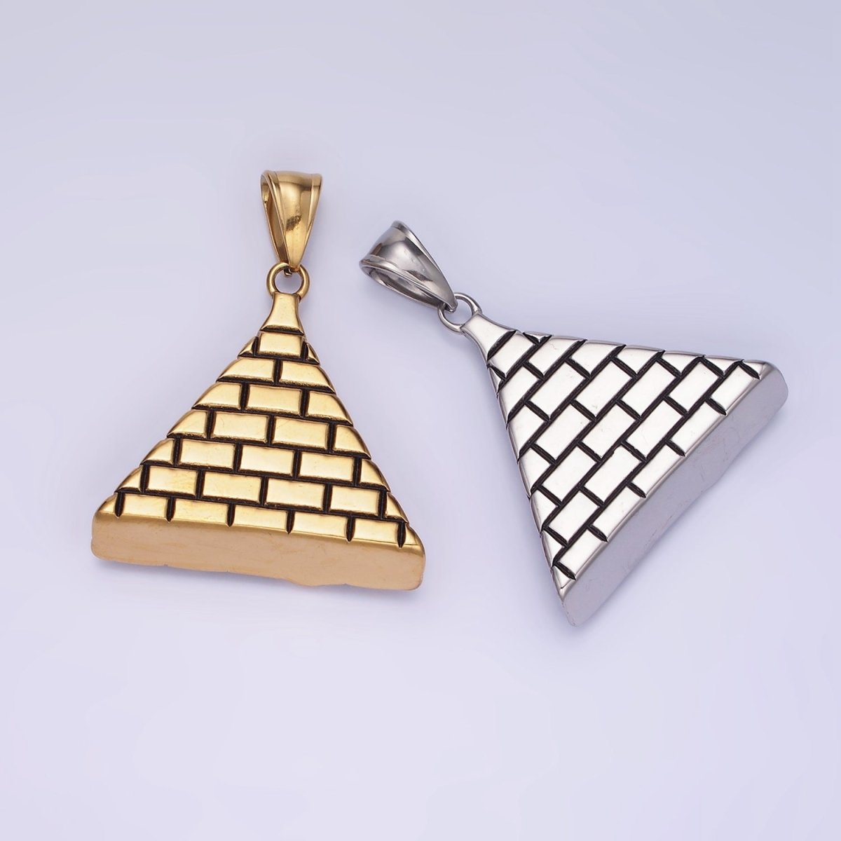 Stainless Steel 40mm Evil Eye Amulet Pyramid Pendant in Gold & Silver | P1203 P1204