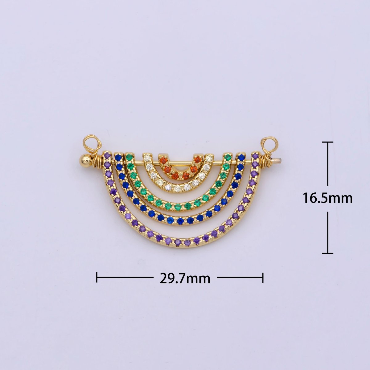 Gold Rainbow Shape Charm for Necklace Pendant Double Bail Dual Loop Charm for Jewelry Making Supply, White Gold Rainbow CONNECTOR F-319 F-575 Y-378,Y-379