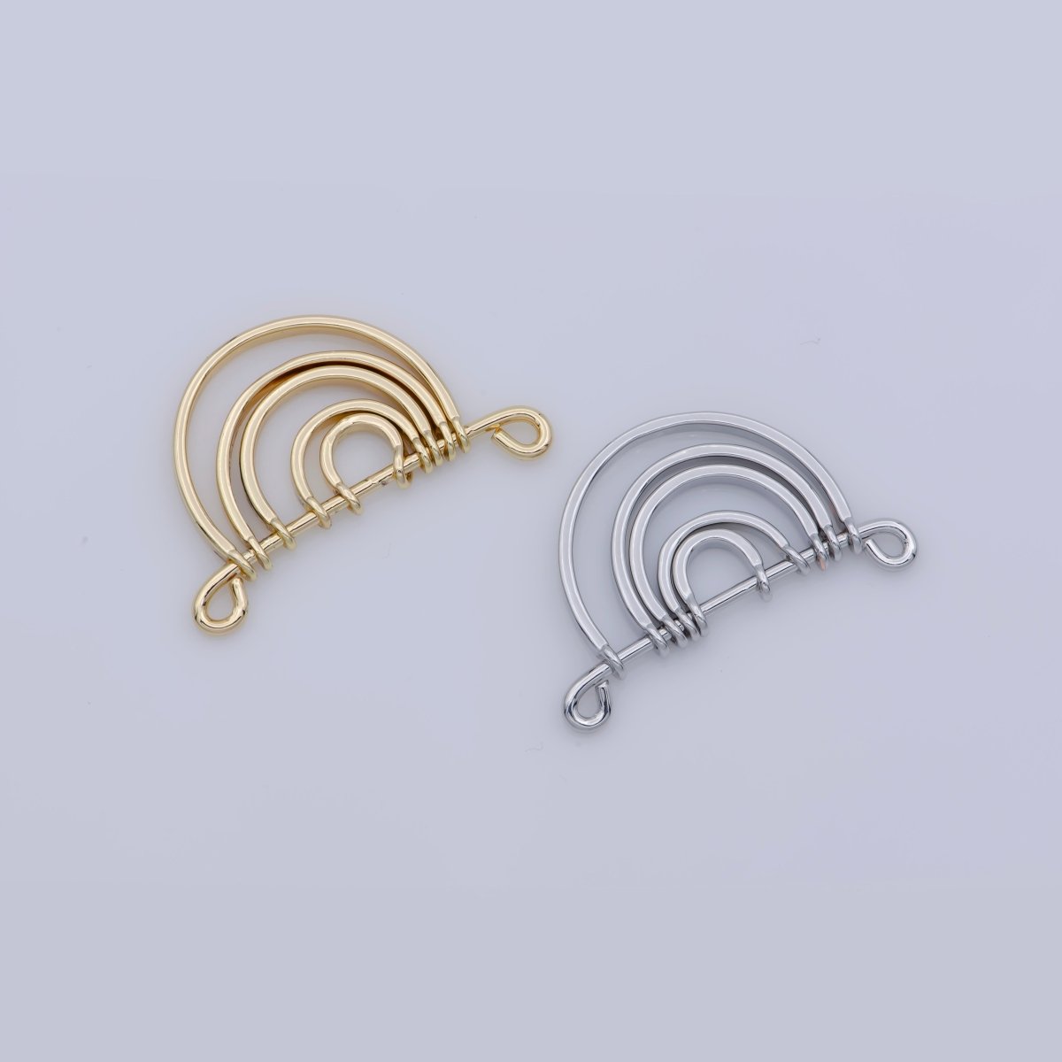Gold Rainbow Shape Charm for Necklace Pendant Double Bail Dual Loop Charm for Jewelry Making Supply, White Gold Rainbow CONNECTOR F-319 F-575 Y-378,Y-379