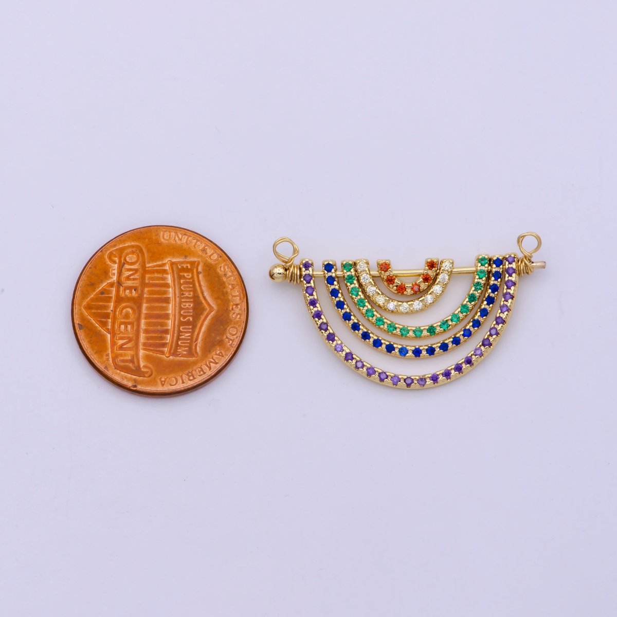 Gold Rainbow Shape Charm for Necklace Pendant Double Bail Dual Loop Charm for Jewelry Making Supply, White Gold Rainbow CONNECTOR F-319 F-575 Y-378,Y-379