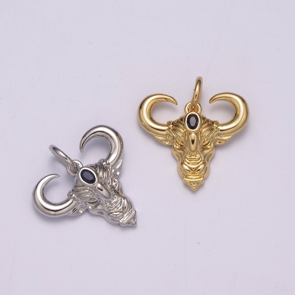 Gold Ram Head Pendant, Ram Men Pendant, Silver Ram Pendant, Aries Silver Pendant Animal Men Charm Necklace M-868 M-869
