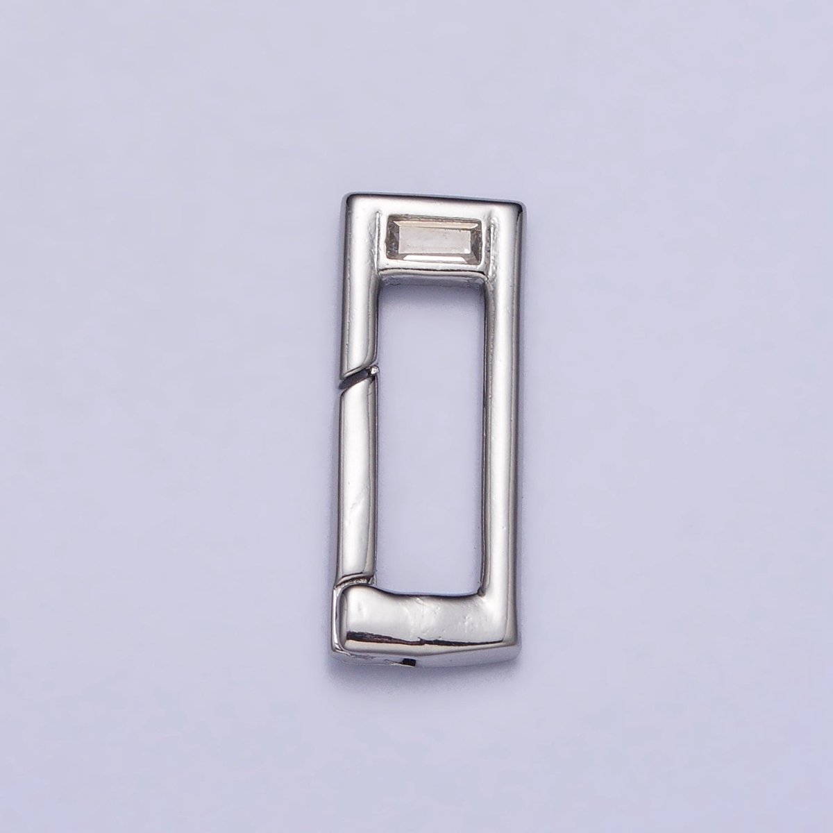 Gold Rectangular Boxy Push Spring Gate Ring Baguette Clear CZ Supply | Z034 Z-349