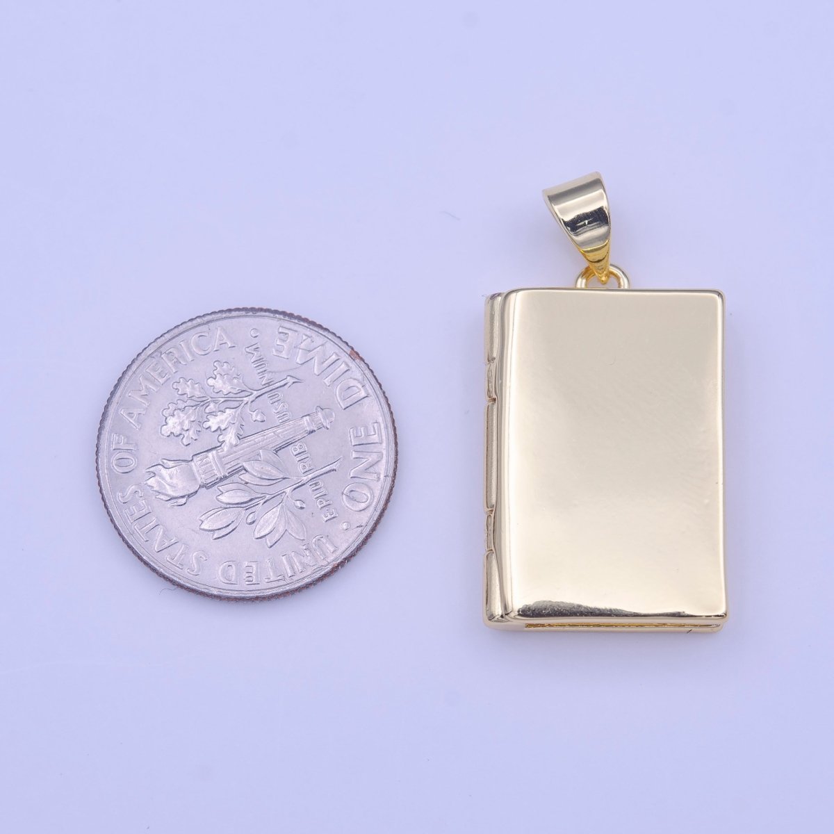 Gold Rectangular Minimalist Gold Photo Locket Pendant H-219 - DLUXCA