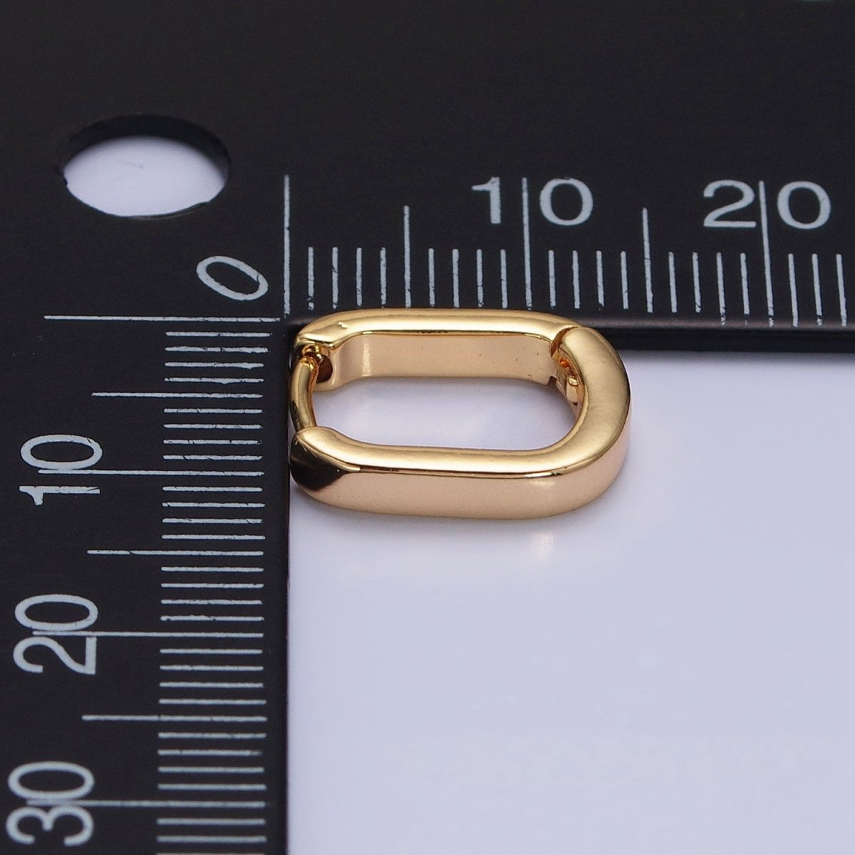 Gold, Silver Rectangular Oblong U-Shaped Huggie Earrings | AB946 AB809